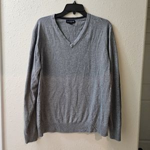 LANDS END SWEATER WOMENS MEDIUM TALL V-NECK GRAY COTTON SIMPLE LONGSLEEVED SHIRT
